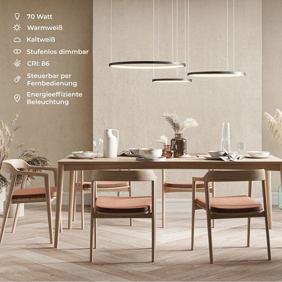 Ring LED Deckenleuchte dimmbar für & Neona Esszimmer – Wohn