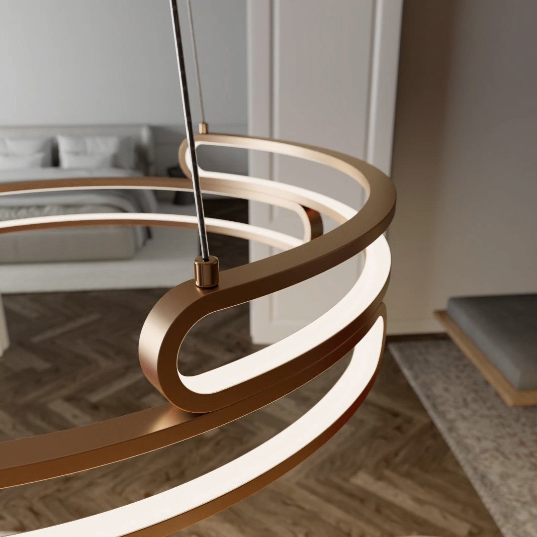 Neona Metallisch-Gold/Schwarz & für Küche Ideal in Wohnzimmer – Dimmbare LED-Pendelleuchte -