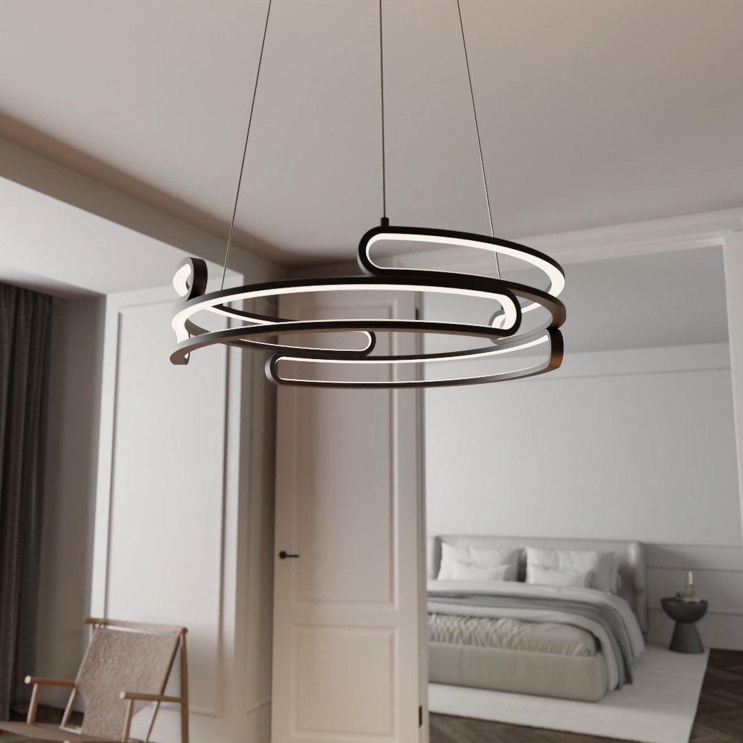 LED-Pendelleuchte – Küche Metallisch-Gold/Schwarz in - für Neona Wohnzimmer Dimmbare & Ideal